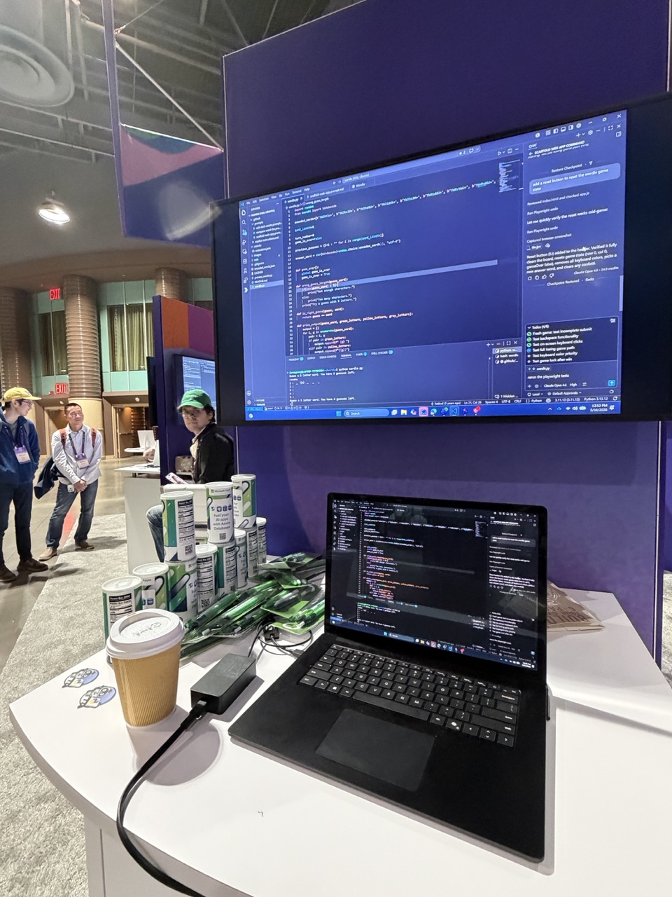 Demoing GitHub Copilot at the Microsoft booth